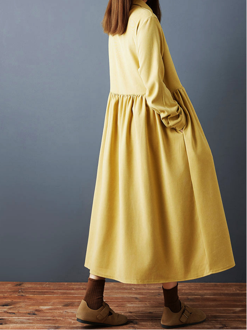 Elegant Button Down Collar Midi Dress for Women | Eva Trends