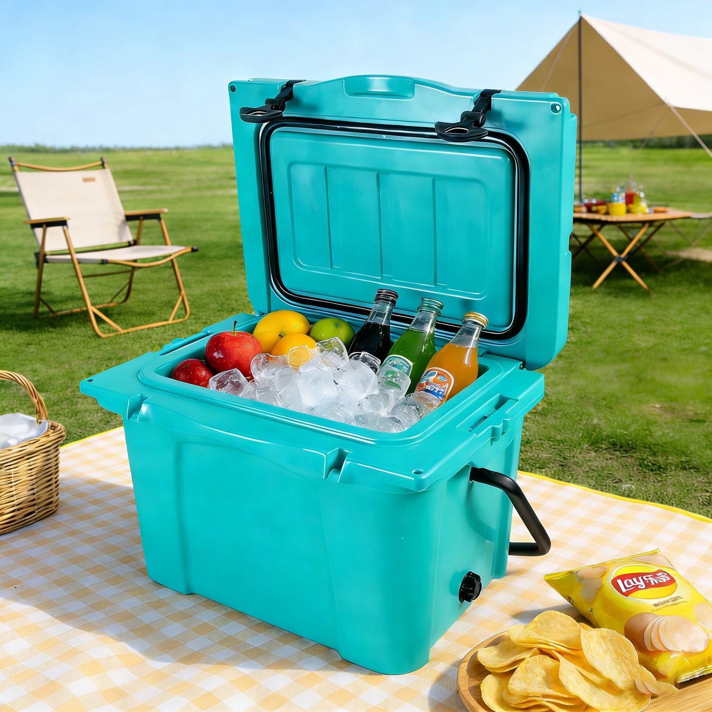 25QT Rotomolded Hard Cooler | 5-Day Ice Retention, Bottle Opener & Cup Holder