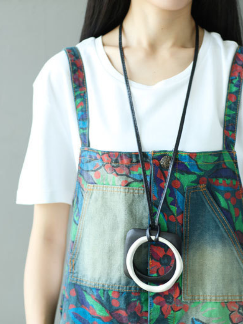 Floral Pinafore Dungaree Dress - Loose Fit Everyday Layering