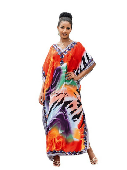 Sound Of Love Women's Rayon Multicolor Kaftan Dress