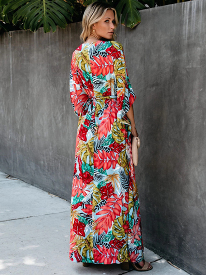 Chic Floral Women's Maxi Dress with Belt | Eva Trends