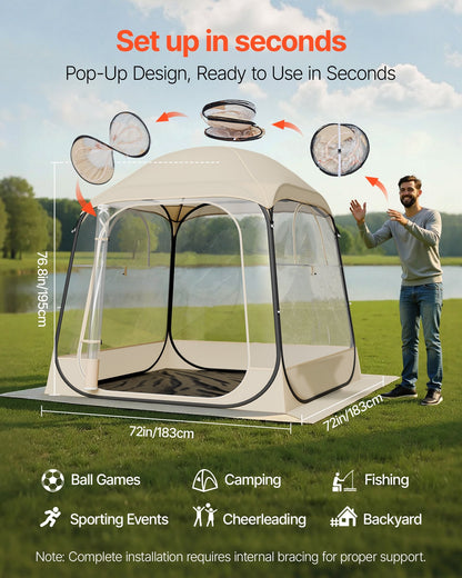 Clear Bubble Pod Tent | 72x72" Pop-Up Igloo Shelter for 2-4 People | Camping & Fishing