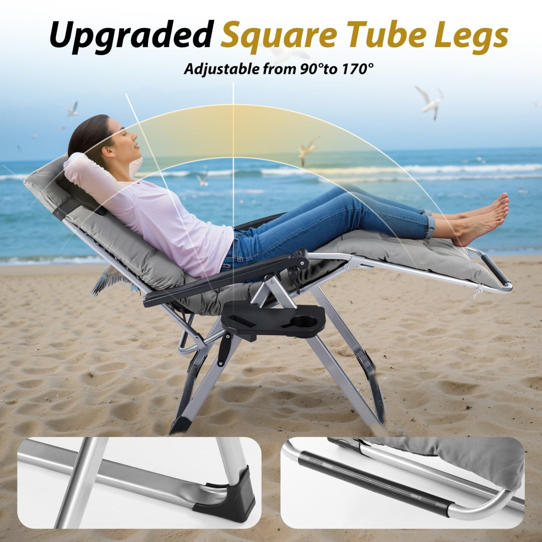 Zero Gravity Reclining Chair with Removable Cushion – Outdoor Lounge Chair