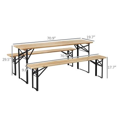 6 FT Folding Picnic Table & Bench Set | Solid Wood Outdoor Dining Table for Camping & Patio