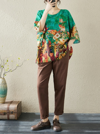 Women’s Stylish  Printed Round Neck Fashionable Tops
