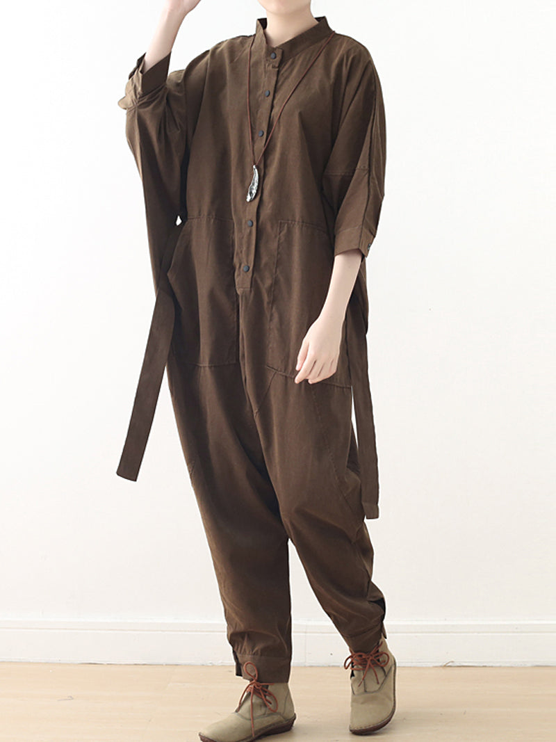 Cotton Belted Utility Jumpsuit - Relaxed Everyday Fit