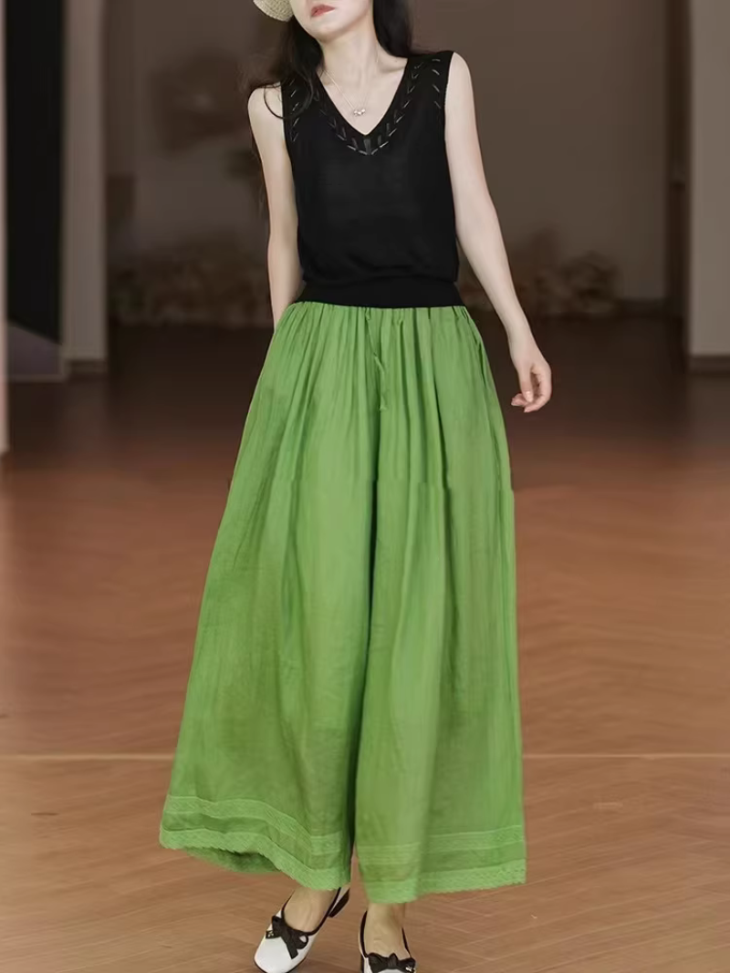 Women's Fashionable Loose-Fitting Straight-Leg with Lace Bottom