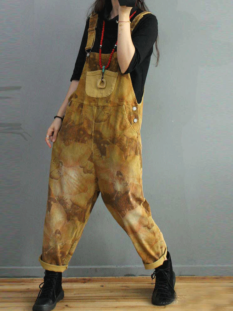 Earthwash Corduroy Dungarees with Side Button Details