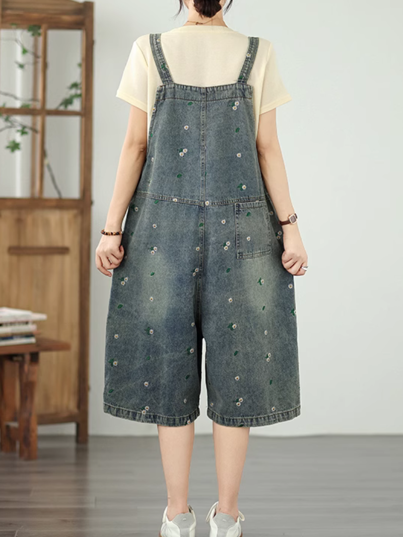 Casual Women's Wide Leg Floral Printed Denim Overalls| Eva Trends