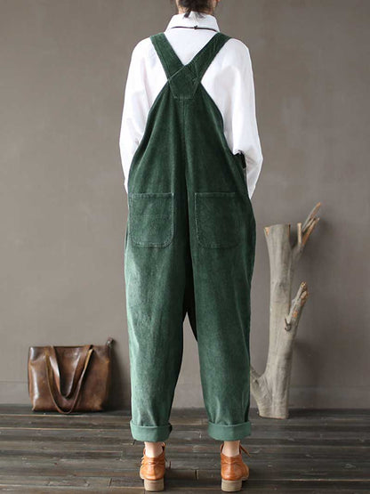 Relaxed Cotton Overalls with Adjustable Straps & Pockets