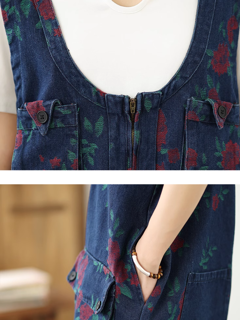 Stylish Women's Printed High-Waist Loose Short Overalls | Eva Trends