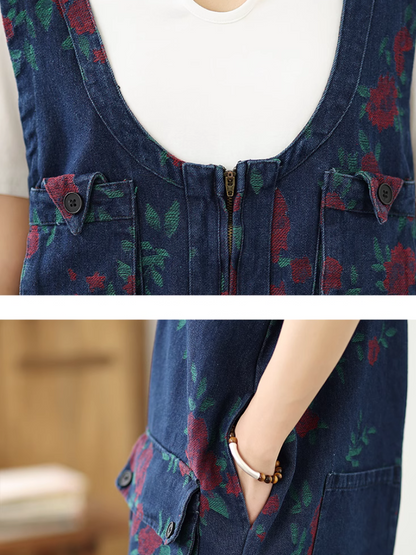 Stylish Women's Printed High-Waist Loose Short Overalls | Eva Trends