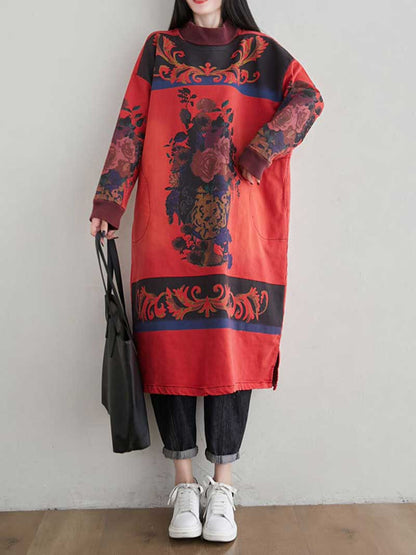 Cozy Women's High Neck Art Sweater Dress | Eva Trends