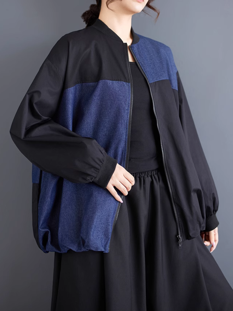 Women’s Classic Winter Warm Stand Collar Black Jacket Top