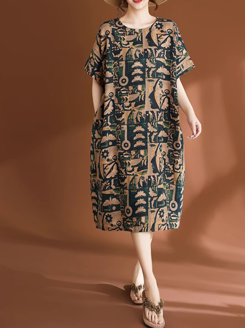 Women's Flowing Summer Printed Midi Dress | Eva Trends