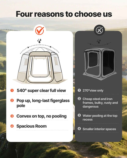Clear Bubble Dome Tent | 10x9.2 FT Pop-Up Igloo for 4-8 People | 540° Panoramic View