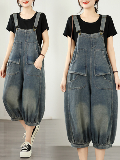 Weekend Ease Denim Overalls — Relaxed, Flattering Drape with Laid-Back Polish
