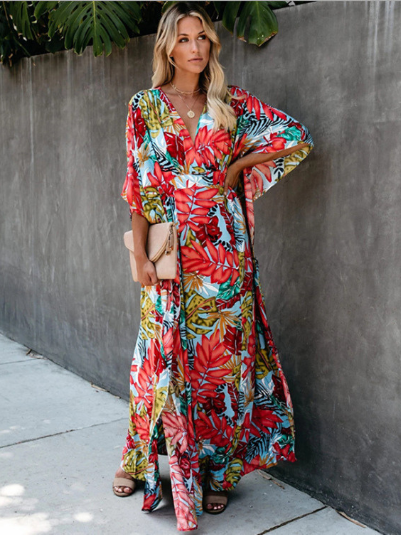 Chic Floral Women's Maxi Dress with Belt | Eva Trends