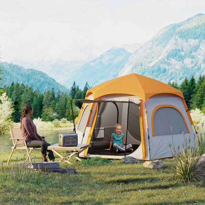 Instant Pop-Up Camping Tent – 4 Person Waterproof Dome Tent with Vestibule & Rainfly | Light Grey