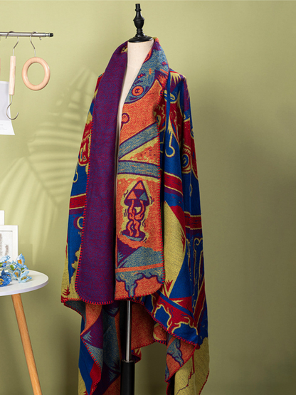 Cozy Evenings Wrap — Artful Jacquard Shawl with Warm, Forgiving Drape