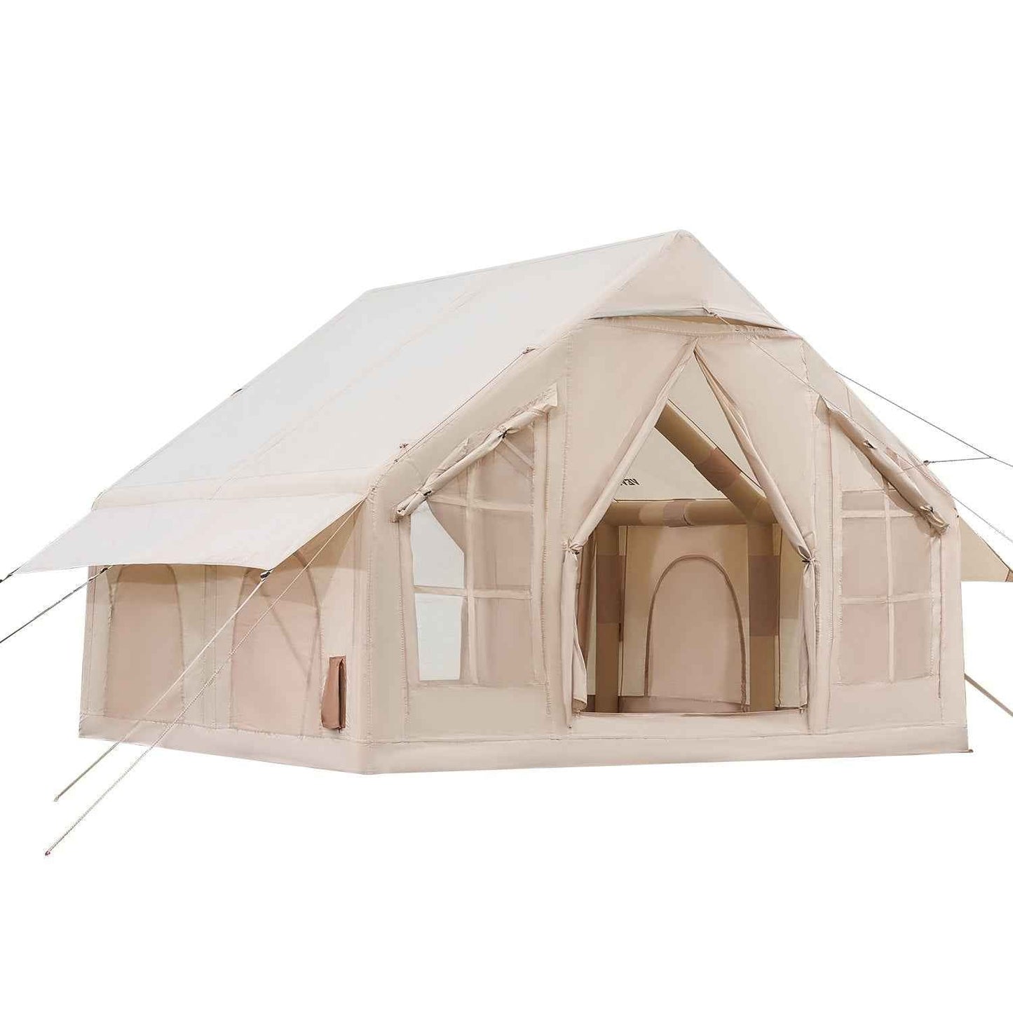 4–6 Person Inflatable Glamping Tent – Easy 15-Min Setup with Hand Pump & Carry Bag | Beige