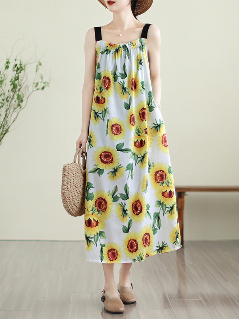 Soft Sunflower Loose Sleeveless Salopette | Eva Trends