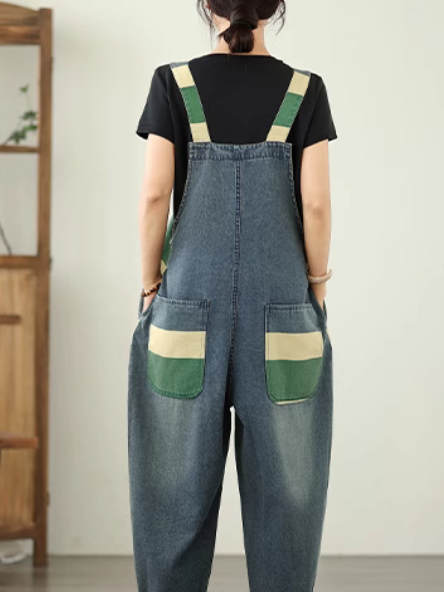 Trendy Striped Denim Cotton Overalls with Pockets - Eva Trends