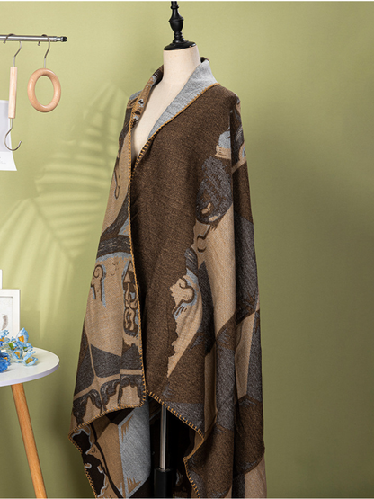 Cozy Evenings Wrap — Artful Jacquard Shawl with Warm, Forgiving Drape