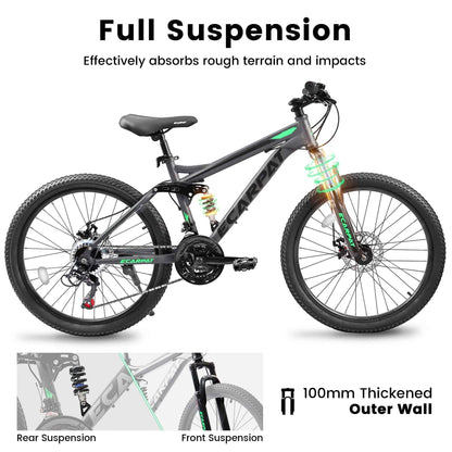 27.5" Full-Suspension Mountain Bike | 21-Speed, Mechanical Disc Brakes & Dual Shock Absorbers