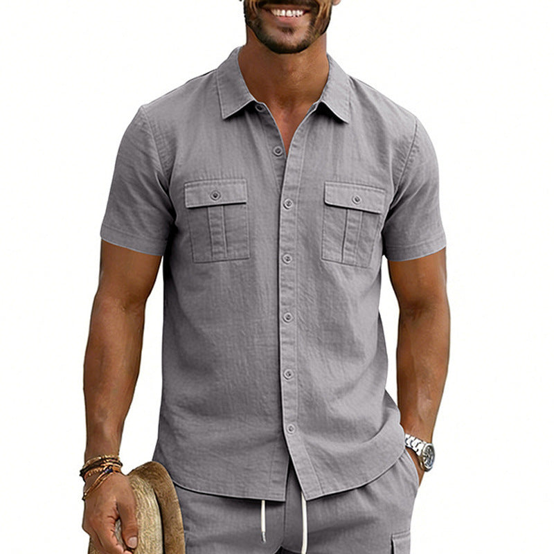 Men's Multi-Pocket Cargo Short-Sleeve Shirt