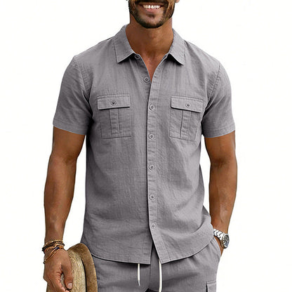 Men's Multi-Pocket Cargo Short-Sleeve Shirt