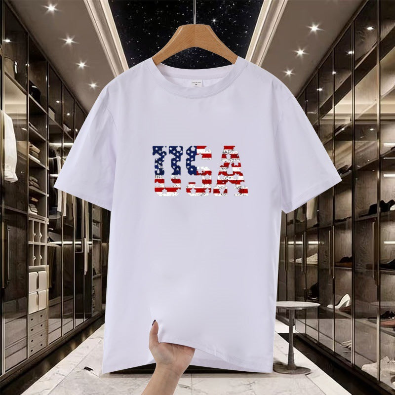 Unisex Letter-Print Loose Fit Short-Sleeve T-Shirt