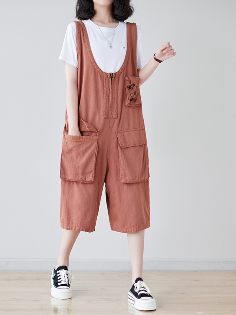 Women's Summer Wide-Leg Large Pocket Dungarees | Eva Trends
