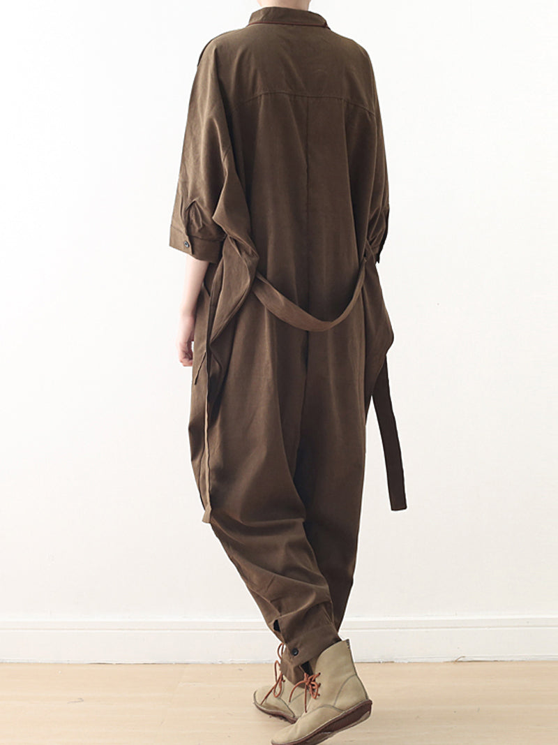 Cotton Belted Utility Jumpsuit - Relaxed Everyday Fit