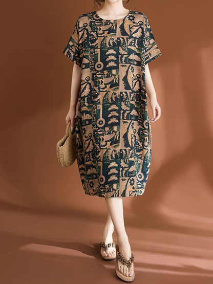 Women's Flowing Summer Printed Midi Dress | Eva Trends