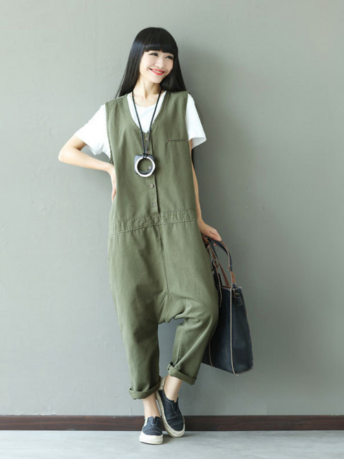 Stylish Button Front Denim Overalls for Women | Eva Trends