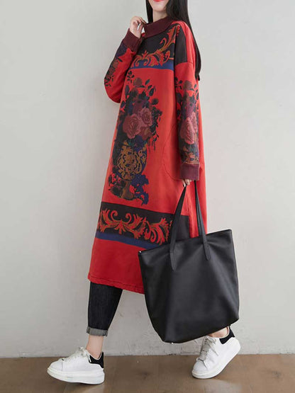 Cozy Women's High Neck Art Sweater Dress | Eva Trends