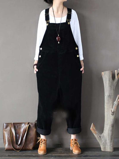 Relaxed Cotton Overalls with Adjustable Straps & Pockets