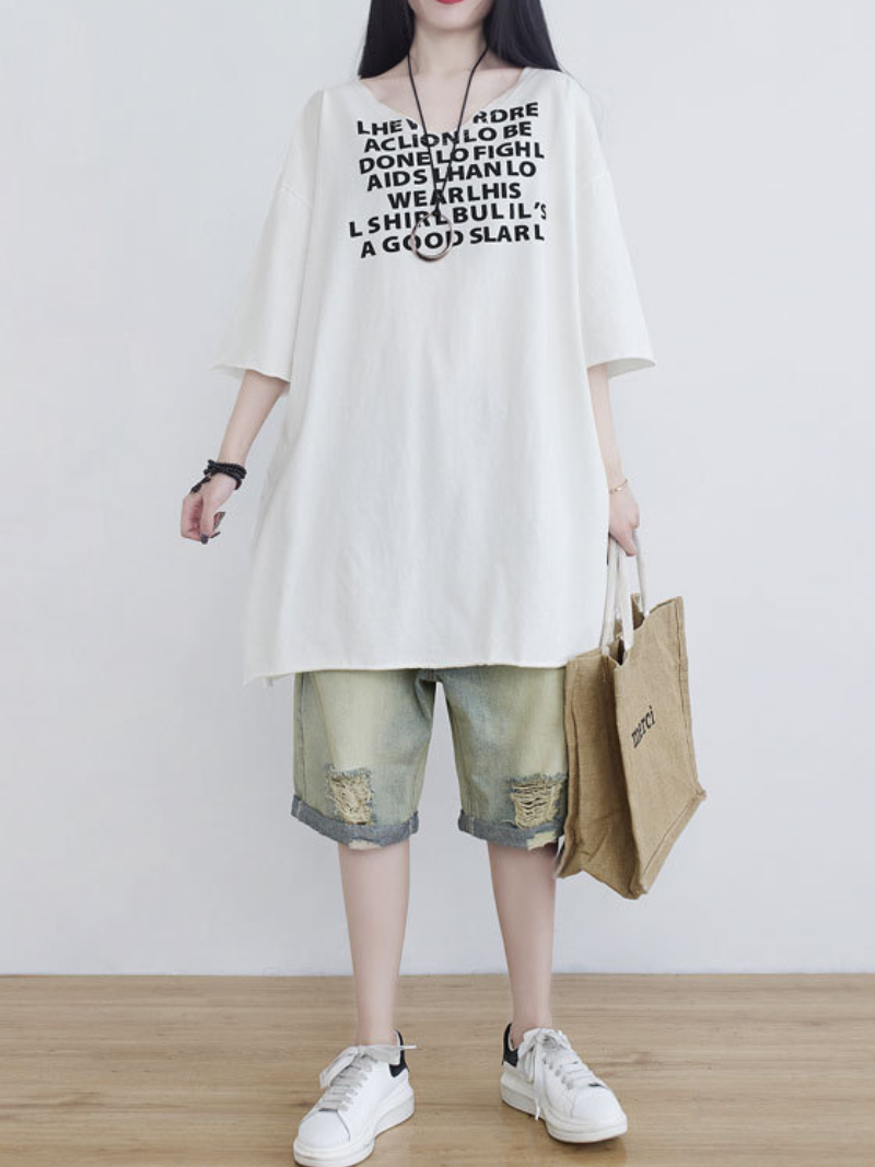 Women's Summer Casual Outing Wear Alphabet Midi Dress.