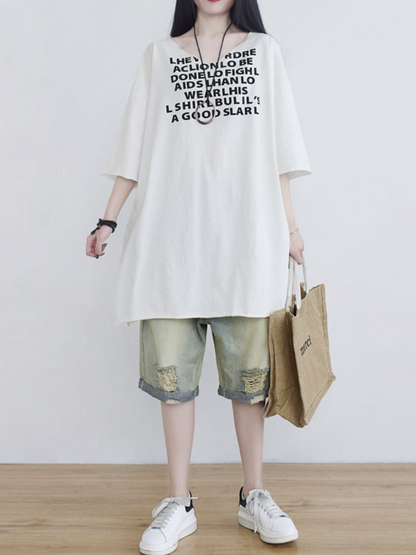 Women's Summer Casual Outing Wear Alphabet Midi Dress.