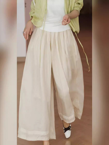 Women's Fashionable Loose-Fitting Straight-Leg with Lace Bottom