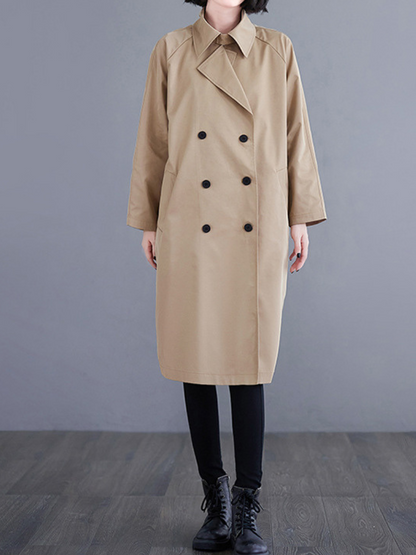 Minimal Acrylic Double-Breasted Women's Trench Coat for Elevated Everyday Style