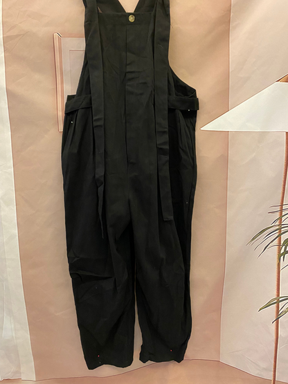 Women's Loose Barrel Leg Overalls with Side Buckle Straps