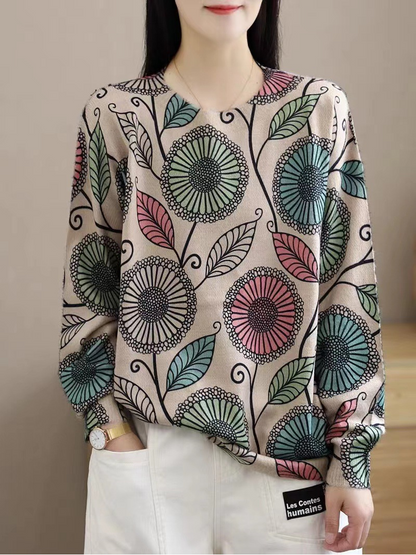 Elegant Women's Chic Floral Knitted Sweater | Eva Trends