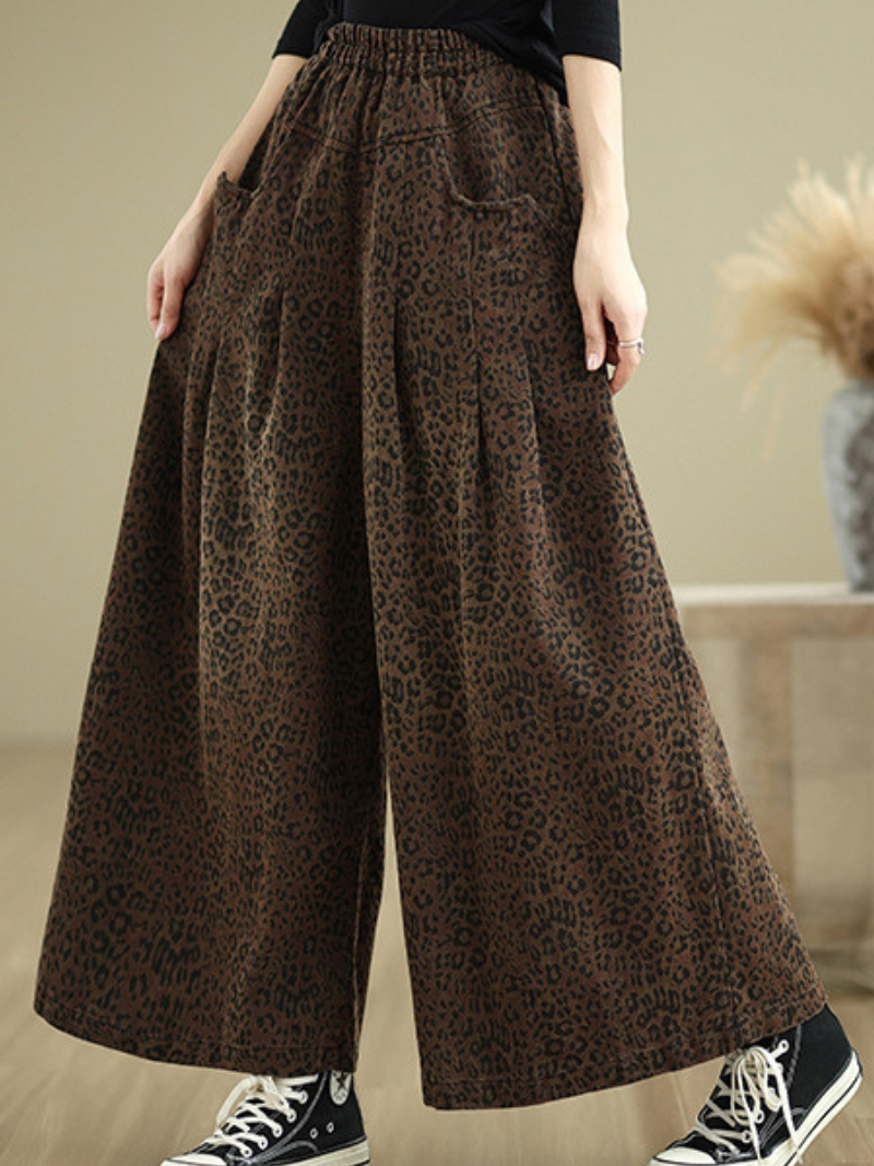 Women's Modern and Functional  Brown Wide Leg Pocket Style Bottom