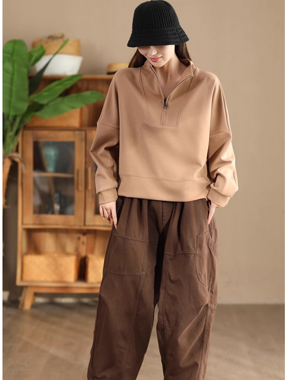 Cozy Women's Half Open Collar Loose Sweater | Eva Trends