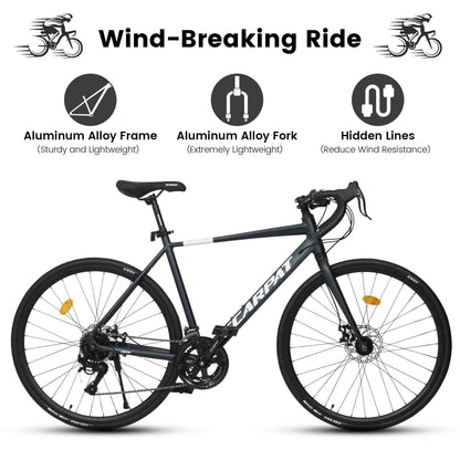 700C Road Bike | 16-Speed, Aluminum Frame, Disc Brakes & Aerodynamic Design