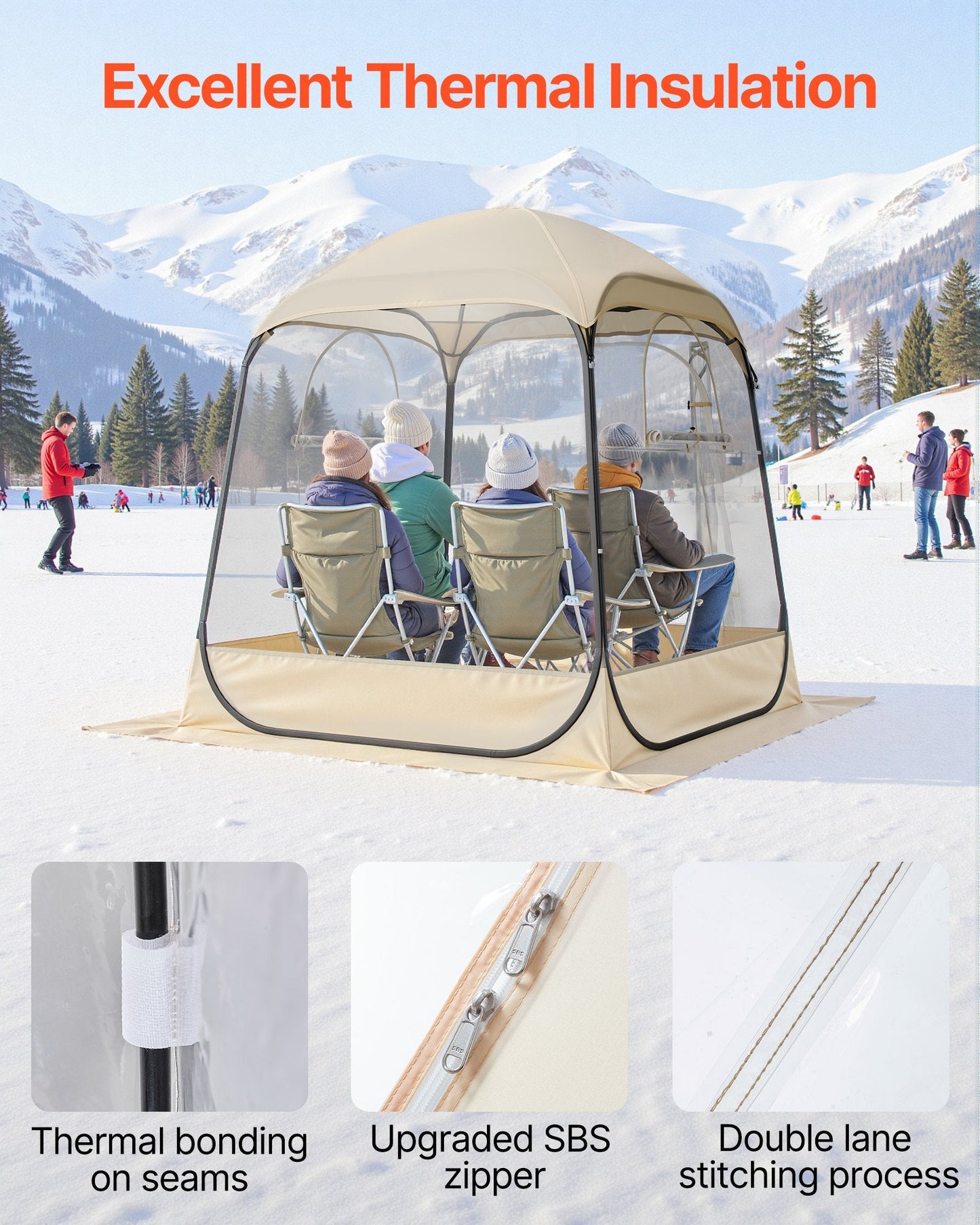 Clear Bubble Pod Tent | 63x63" Pop-Up Igloo Shelter for 2-4 People | Camping & Fishing