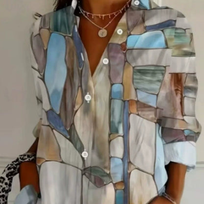 Casual Long-sleeved Shirt With Hawaiian Print
