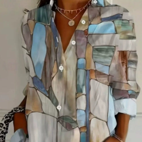 Casual Long-sleeved Shirt With Hawaiian Print
